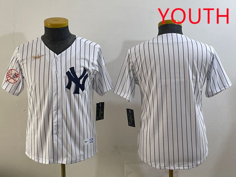 Youth 2025 New York Yankees Blank White Stripe Throwback Nike MLB Jersey style 37